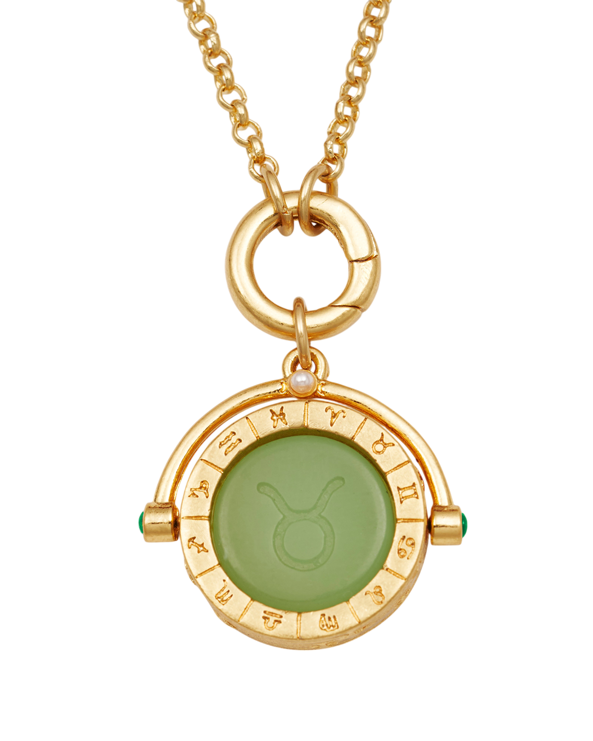 Collier du Zodiaque Taureau à pendentif rotatif doré