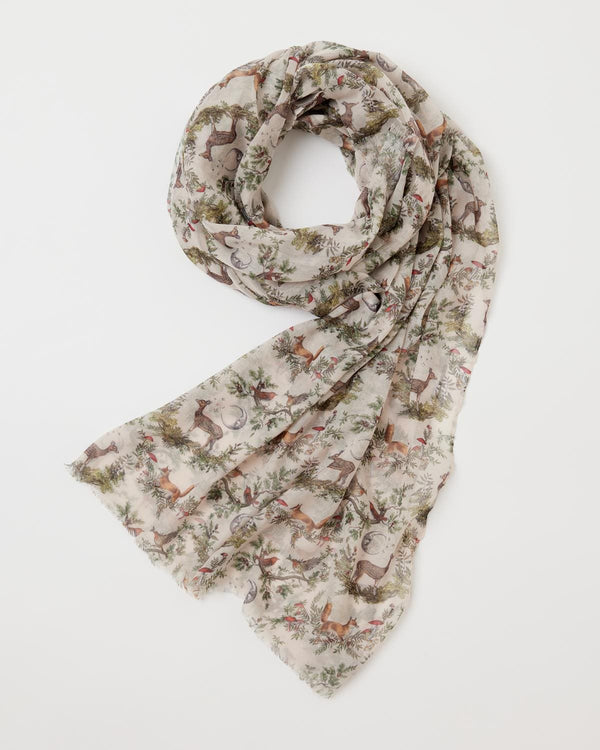 A Night's Tale Woodland Crystal Grey Light Weight Scarf by Fable England
