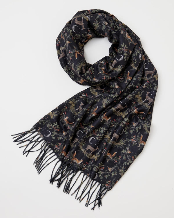 A Night's Tale Woodland Midnight Heavy Weight Scarf by Fable England