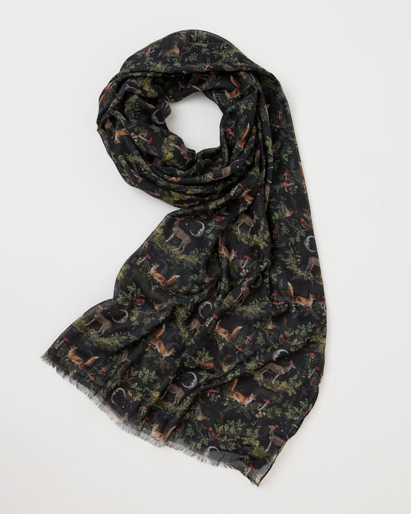 A Night's Tale Woodland Midnight Light Weight Scarf by Fable England