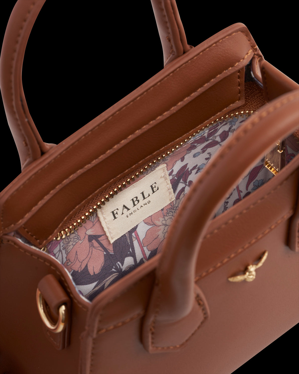 FABLE デコブルームズ ミニ タン トート Deco Blooms Mini Tan Tote | Fable England