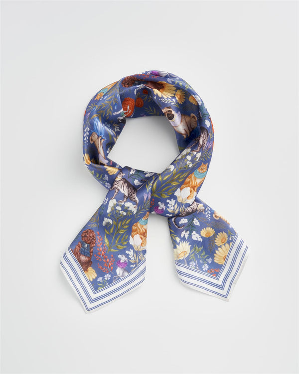 Pet Portraits Square Scarf - Morning Blue by Fable England