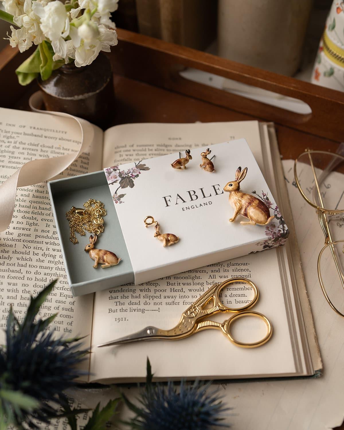 Enamel Rabbit Stud Earrings
