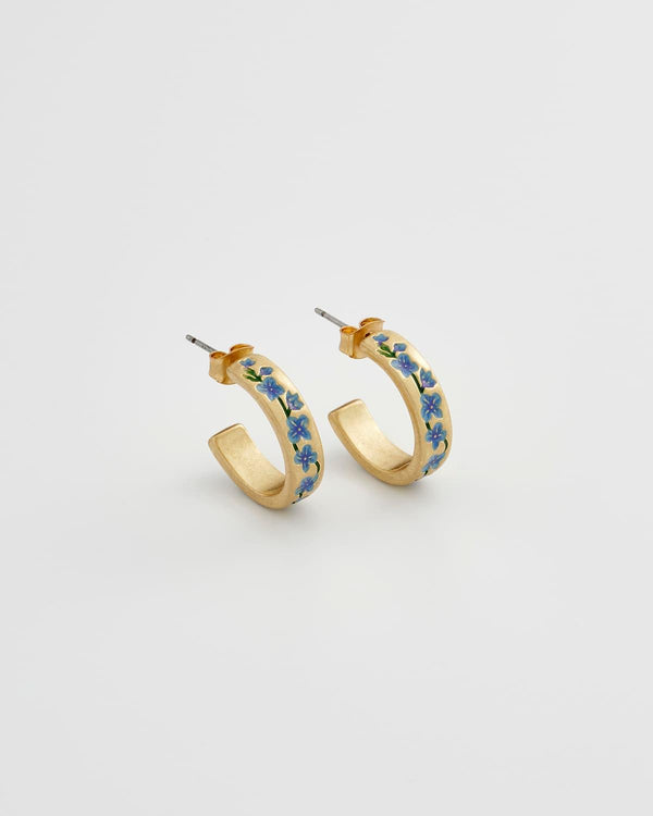 Blue Forget-Me-Not Hoop Earrings by Fable England