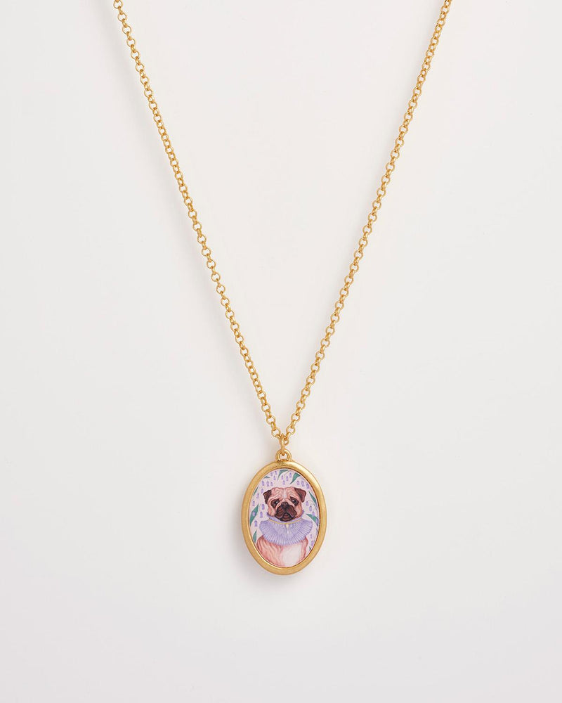 Catherine Rowe Pet Portraits Pug Pendant Short Necklace