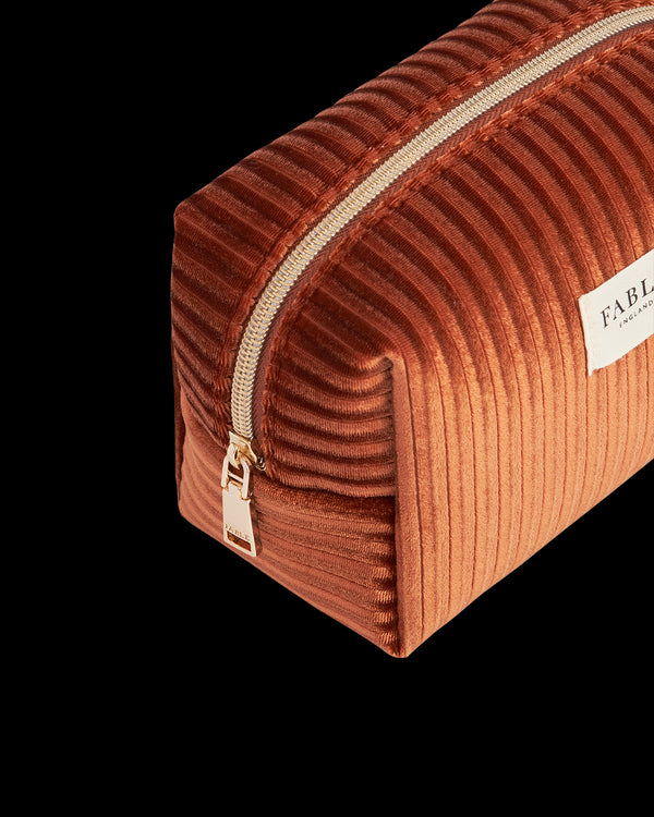 Rust Corduroy Velvet Cosmetics Pouch