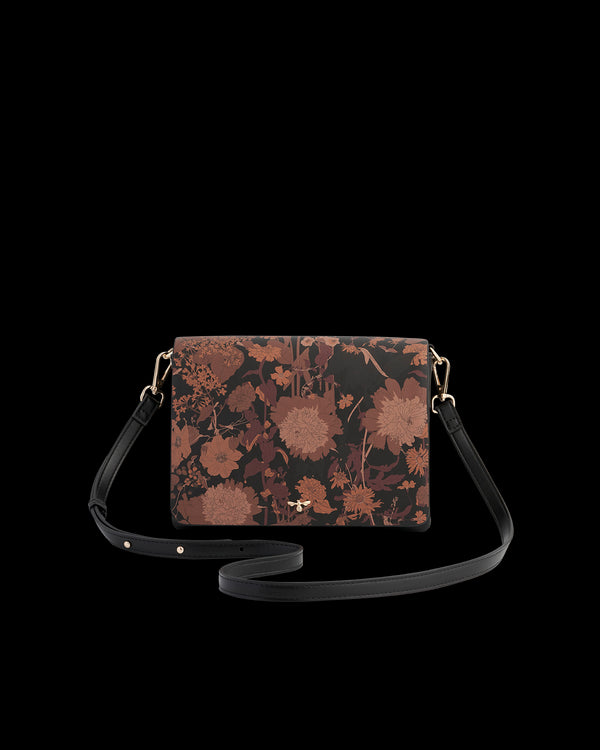 Deco Blooms Black Crossbody Handbag