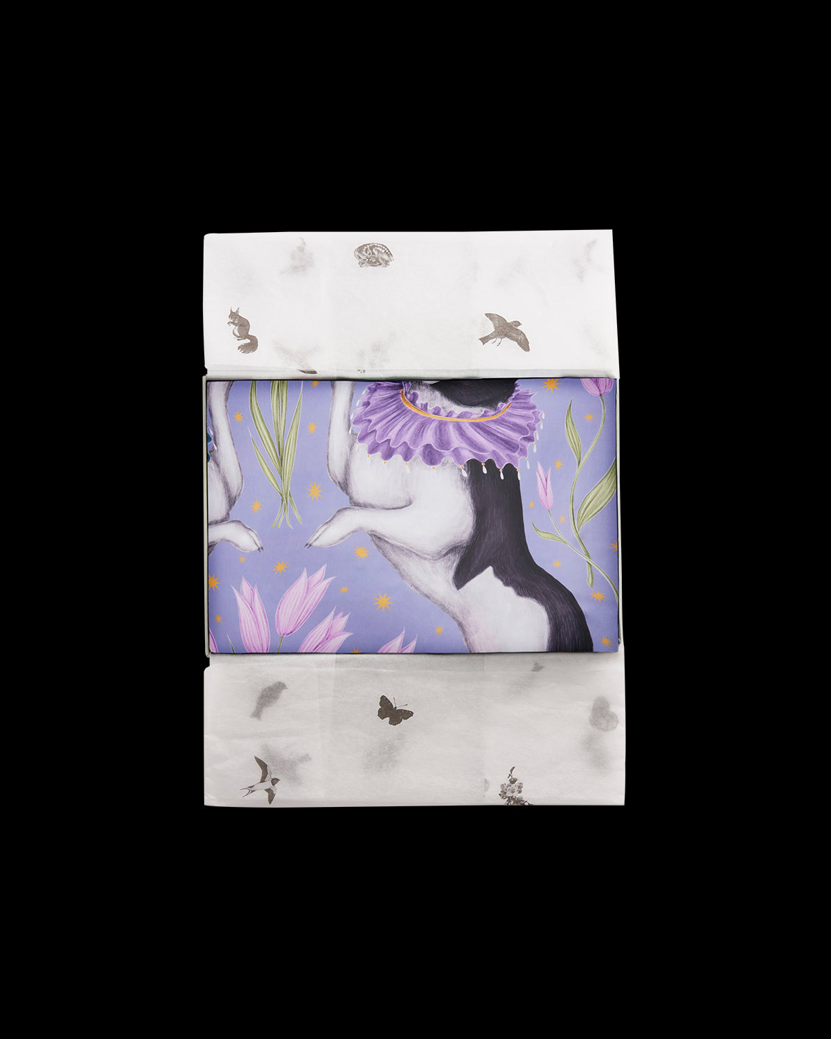Foulard in Seta Catherine Rowe Pet Portraits Bulldog Francese Lavanda