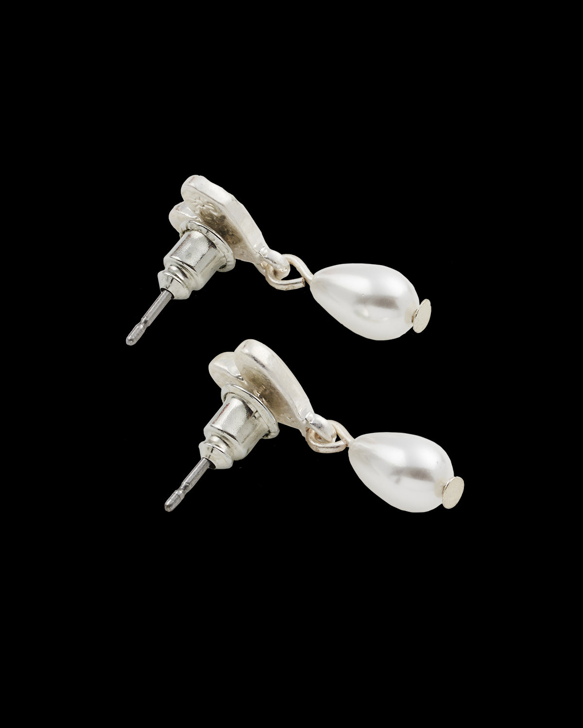 Forget Me Not Heart & Pearl Silver Earrings