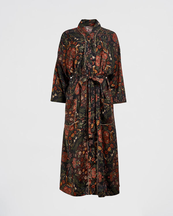 Folksy Fox Kimono Black