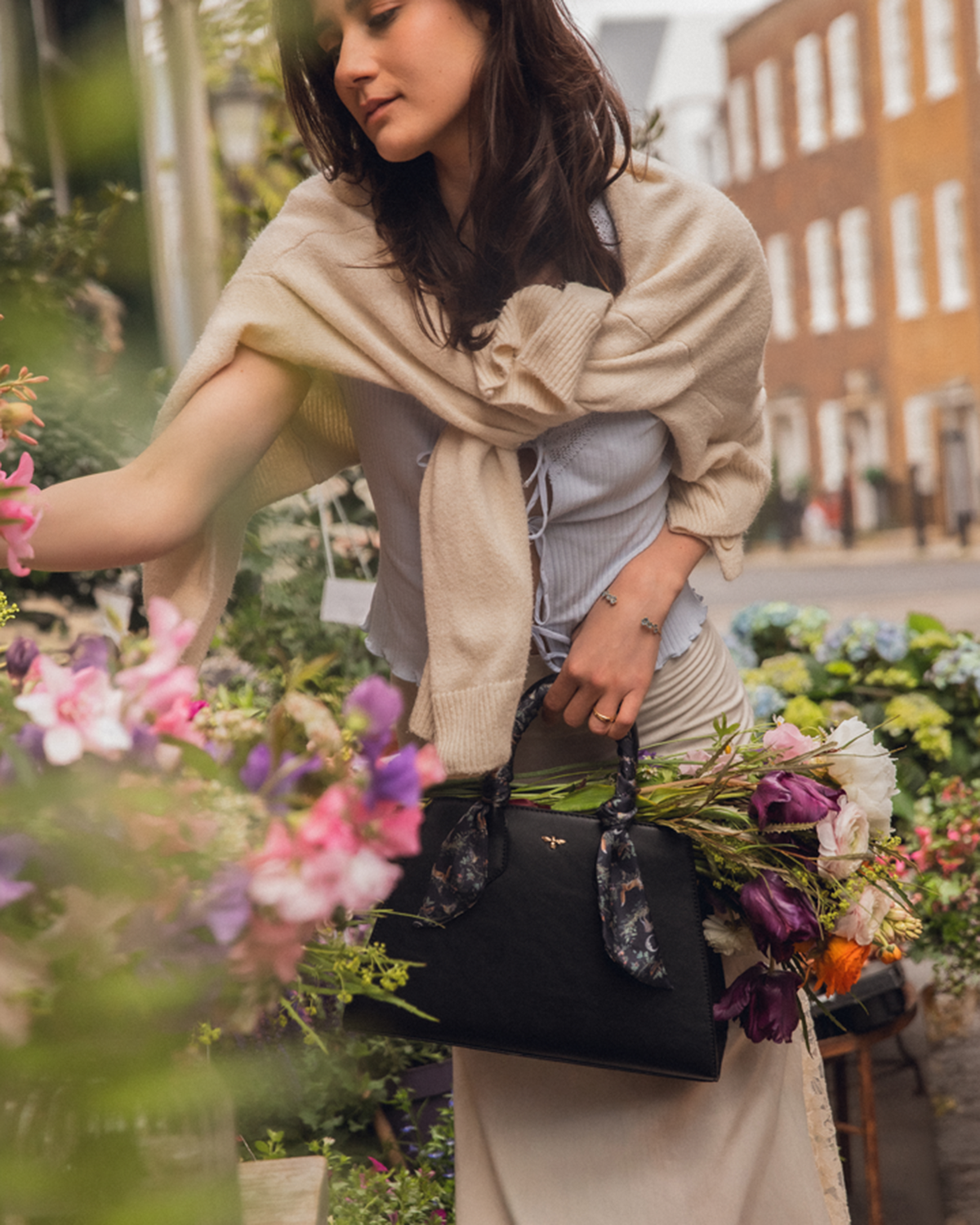 Grace Structured Tote Bag in Black