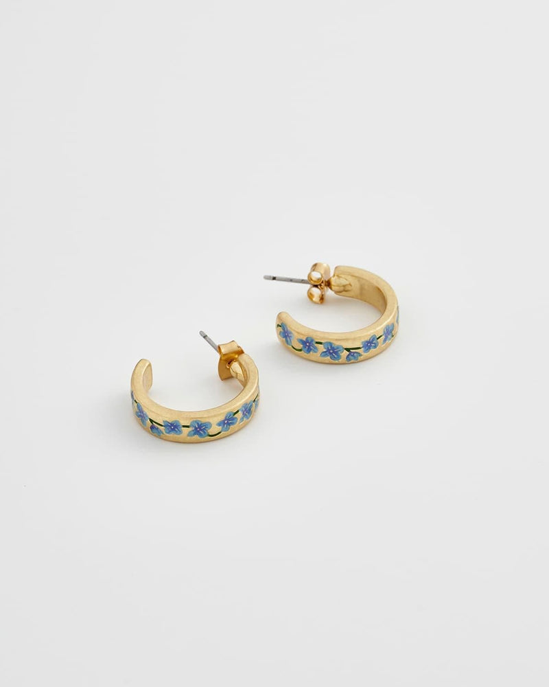 Blue Forget-Me-Not Hoop Earrings by Fable England