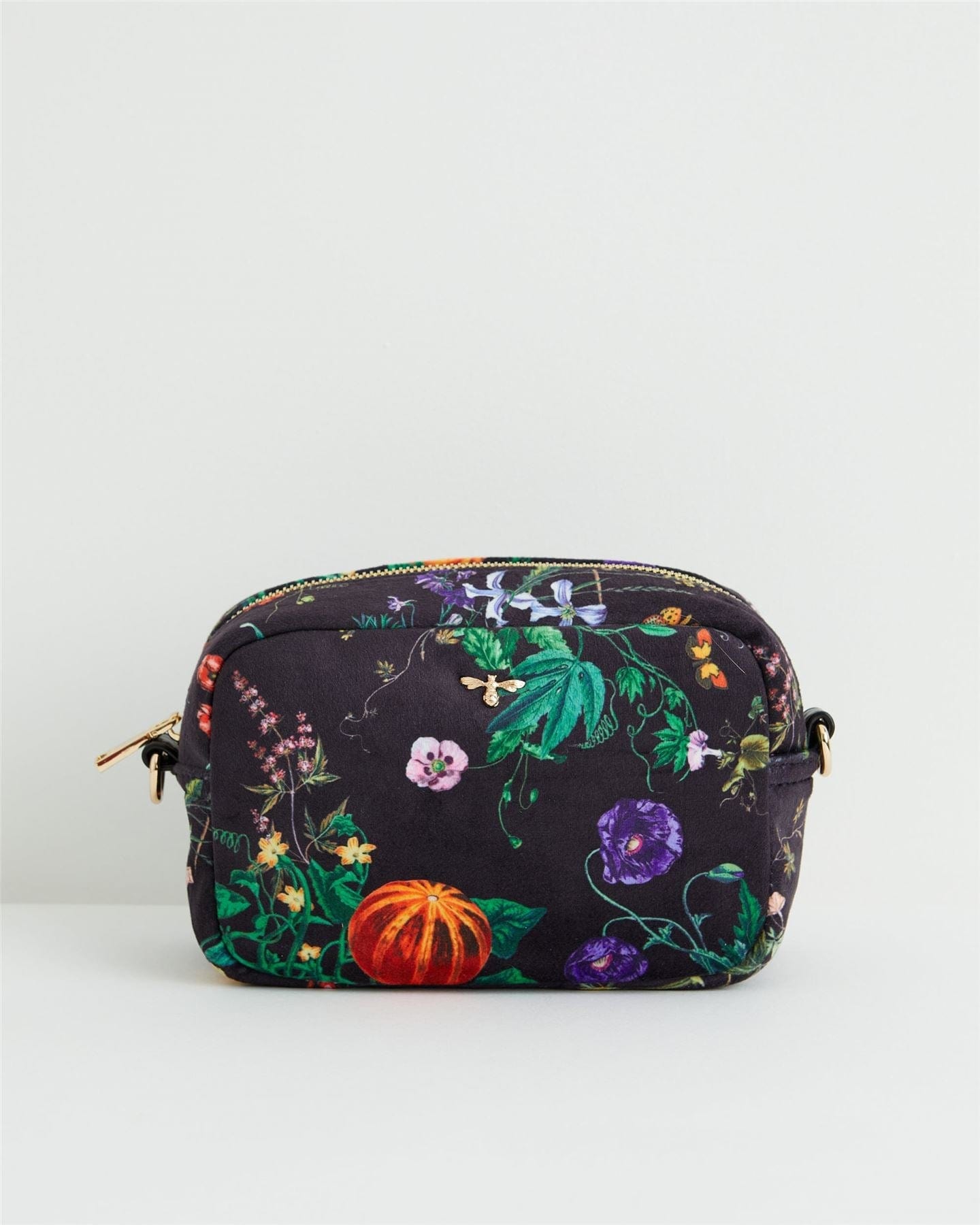 Botanical Pumpkin Velvet Camera Bag - Black by Fable England