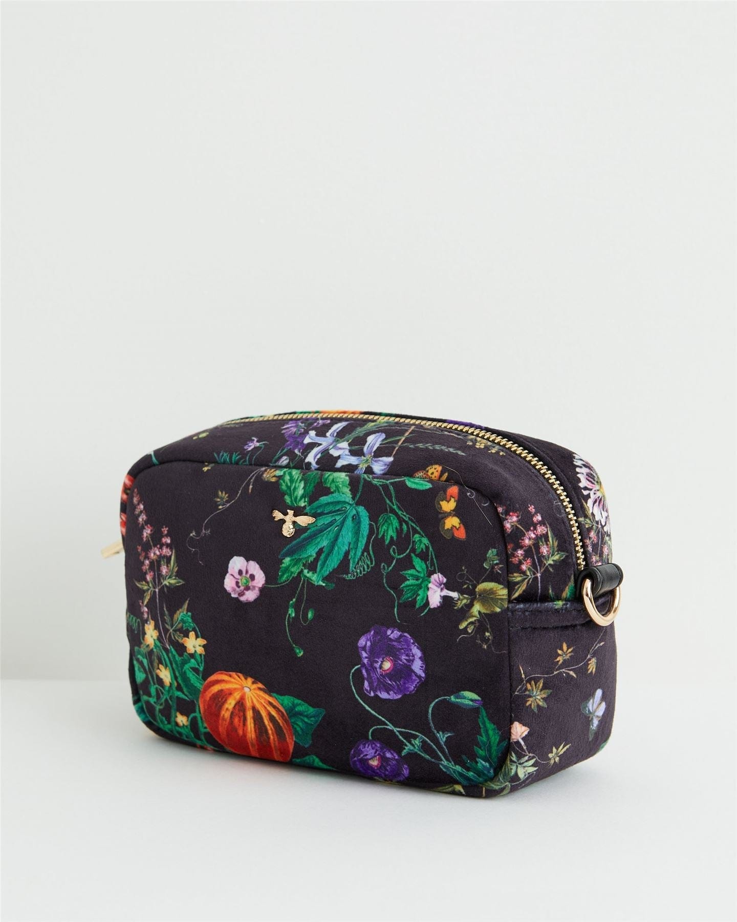 Botanical Pumpkin Velvet Camera Bag - Black by Fable England