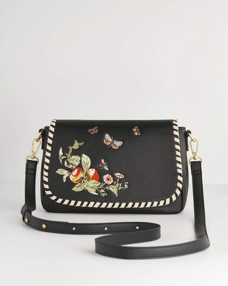 Bramley Apple Leather Handbag - Black by Fable England