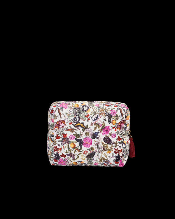 Floral Engravings Large Velvet Cosmetic Bag