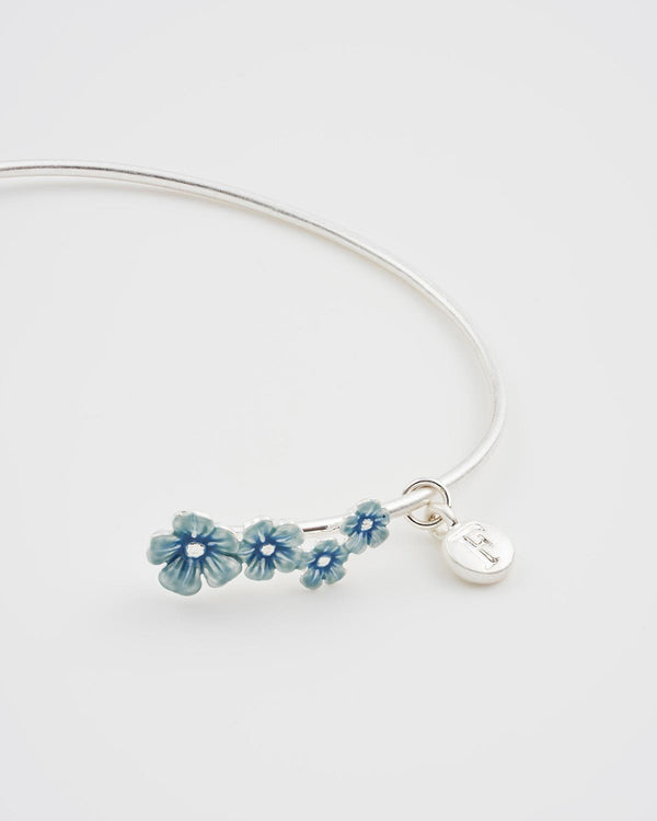 Forget Me Not Silver Bangle