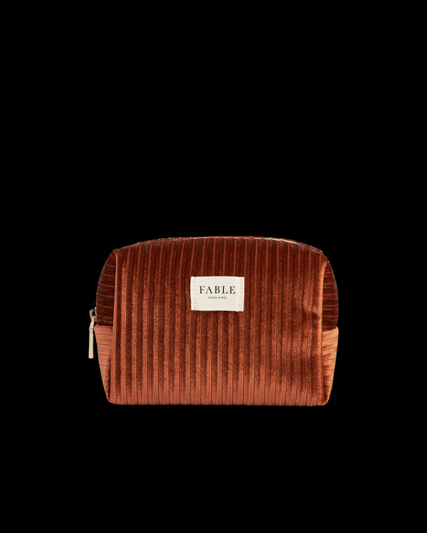 Rust Corduroy Velvet Cosmetics Pouch