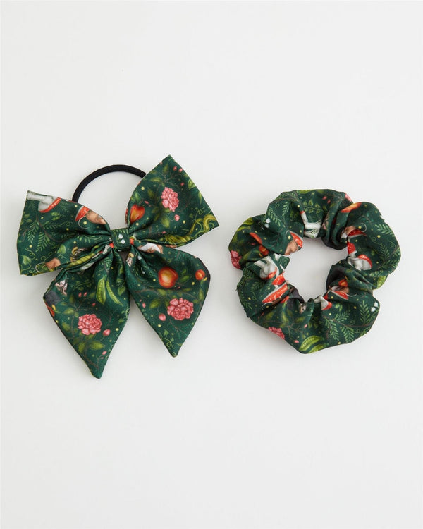 Catherine Rowe Into The Woods Hairbow & Scrunchie - Green by Fable England