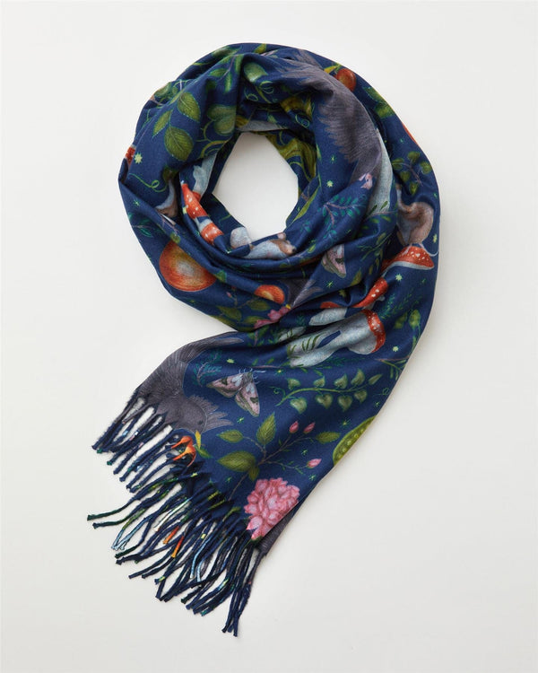 Catherine Rowe's Into The Woods Scarf Blue by Fable England