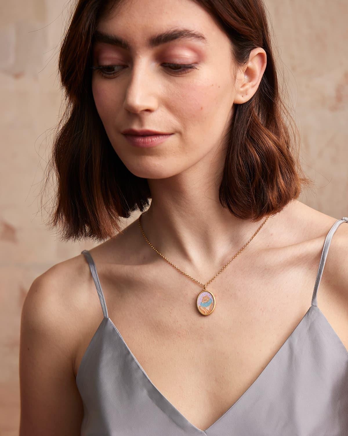 Catherine Rowe Pet Portraits Ginger Pendant Short Necklace by Fable England