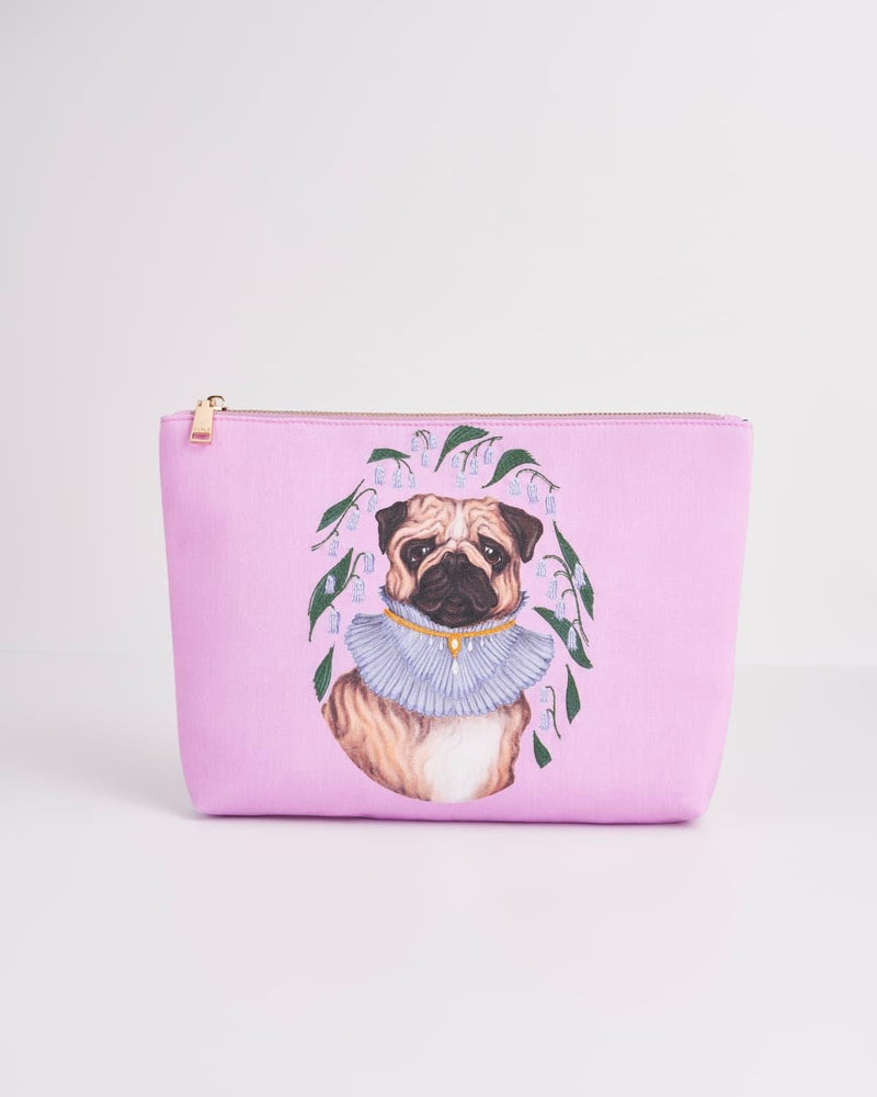 Catherine Rowe Pet Portraits Pug Cotton Pouch - Pink by Fable England