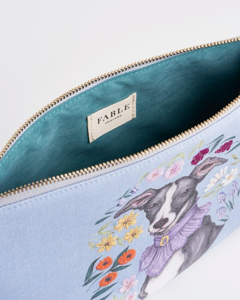 Catherine Rowe Pet Portraits Whippet Cotton Pouch - Blue by Fable England