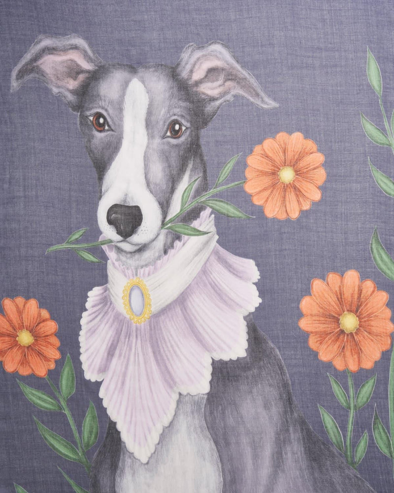 Catherine Rowe Pet Portraits Whippet Lightweight Scarf - Medieval Blue by Fable England