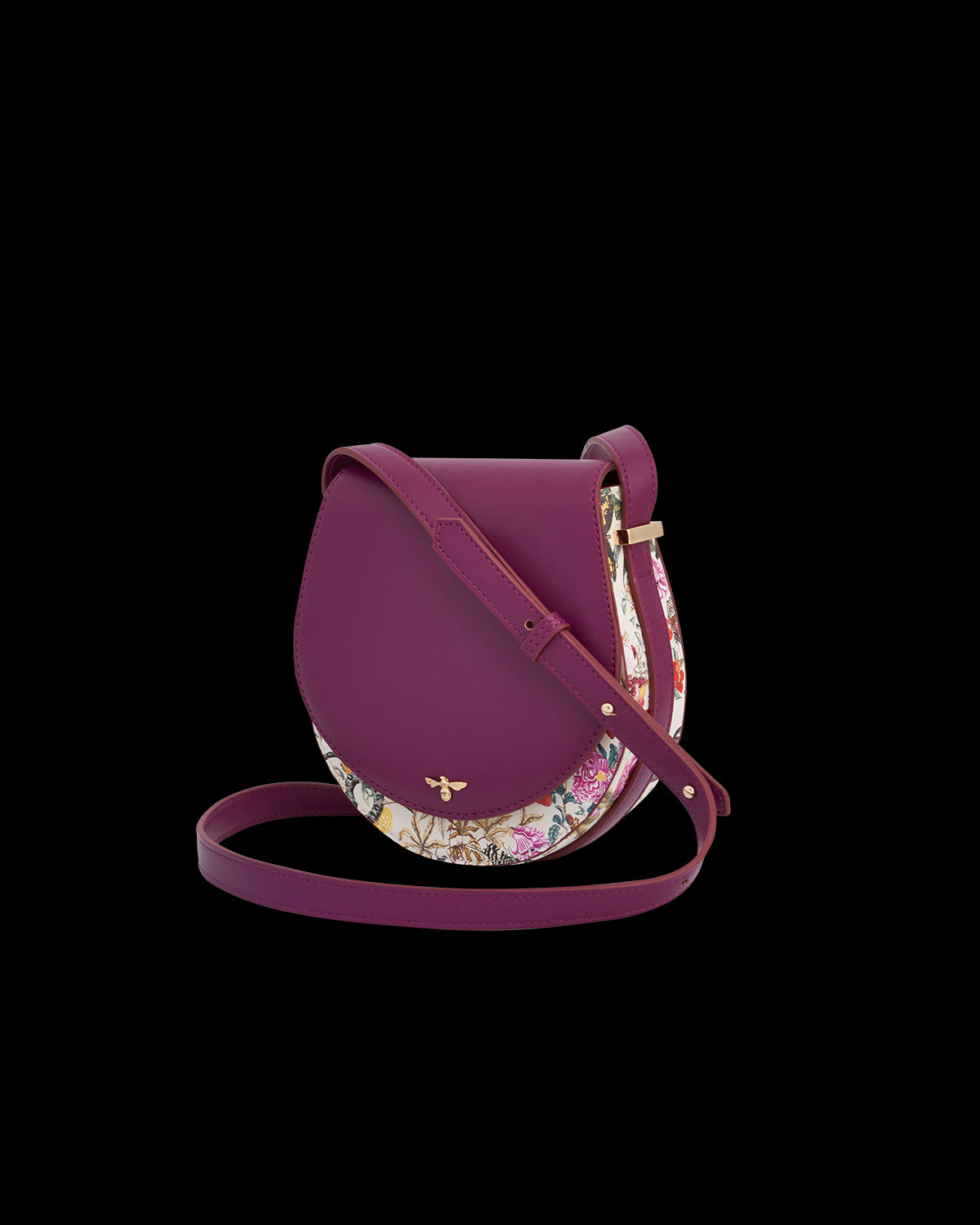 Borsa Saddle Incisioni Floreali Prugna