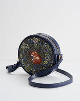 Chloe Giordani Dormouse Embroidered Round Saddle Bag - Navy by Fable England