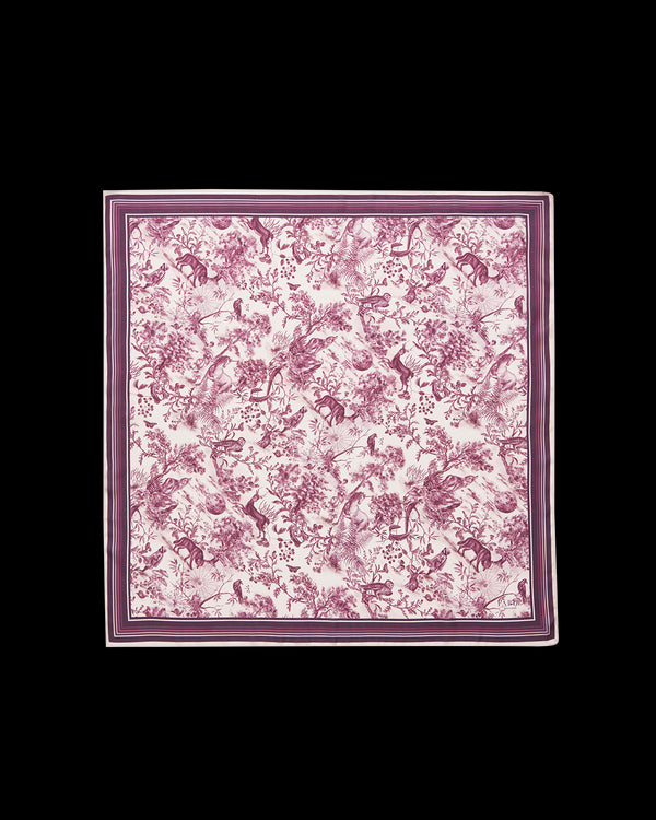 Wolf Garden Toile Burgundy Square Scarf