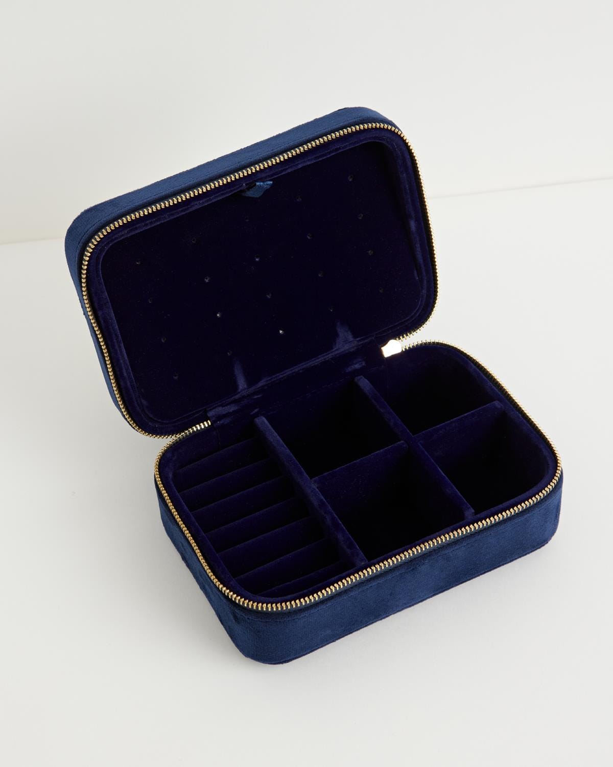 Deer & Moon Embroidered Large Jewellery Box Blueberry Velvet by Fable England