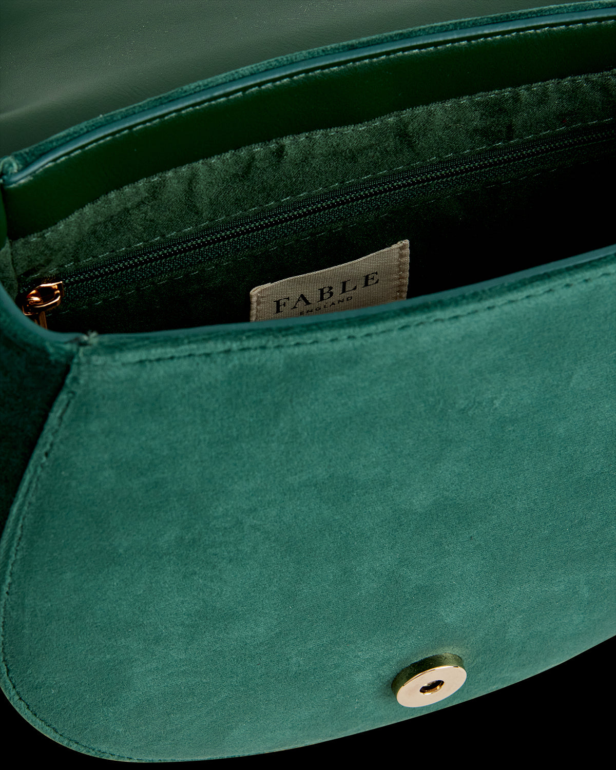 Bolso Robin in Love Bordado Terciopelo Verde Helecho
