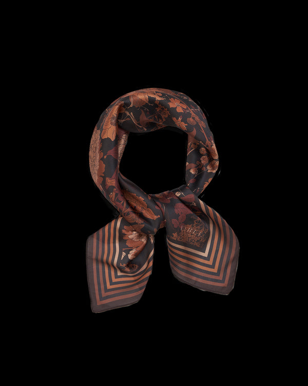 Deco Blooms Black Square Scarf