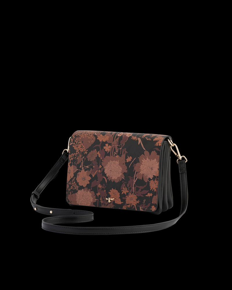 Deco Blooms Black Crossbody Handbag