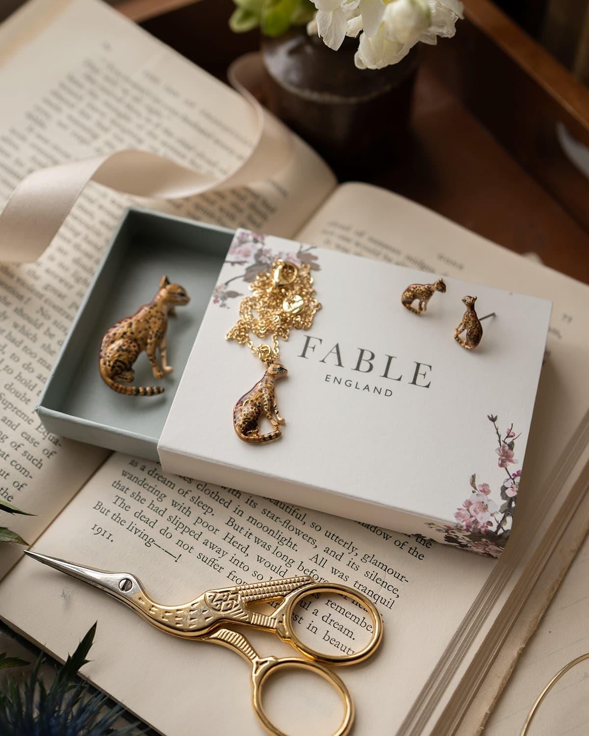 Enamel Bengal Cat Brooch by Fable England