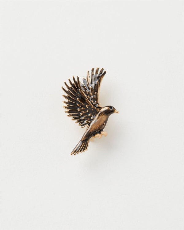 Enamel Black Bird Brooch by Fable England