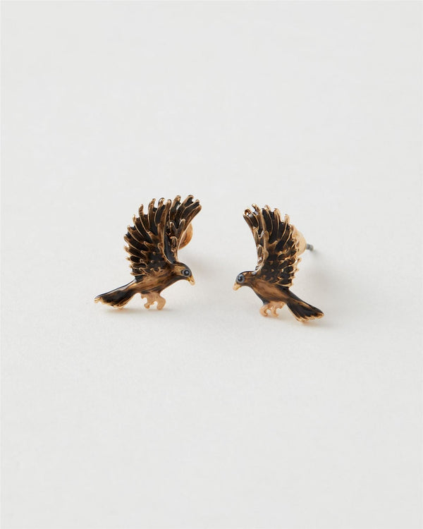 Enamel Black Bird Stud Earrings by Fable England