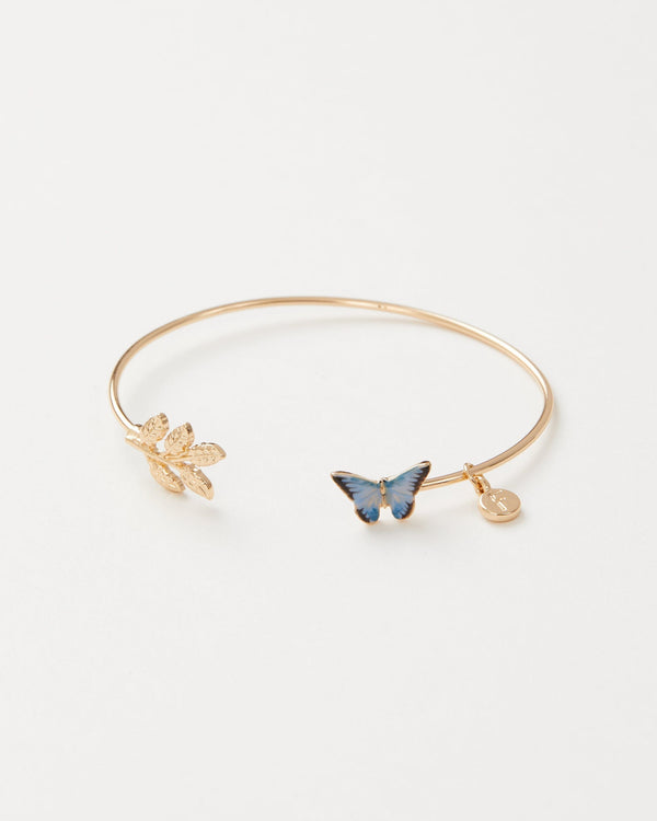 Enamel Blue Butterfly Bangle by Fable England
