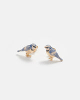 Enamel Blue Tit Stud Earrings by Fable England