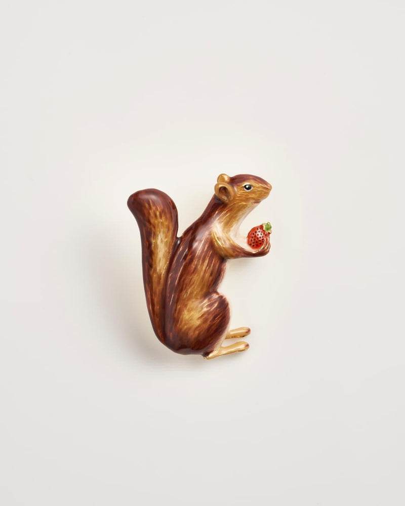 Enamel Cheeky Squirrel Brooch by Fable England