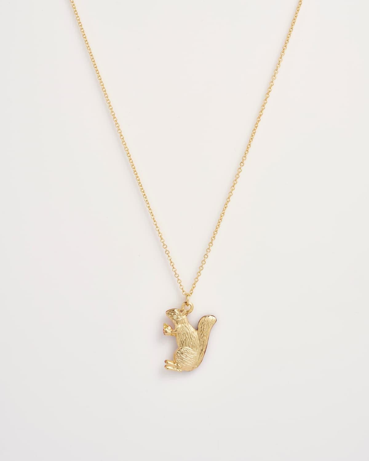 Enamel Cheeky Squirrel Short Necklace by Fable England
