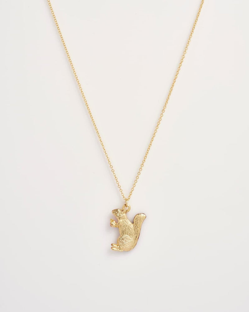 Enamel Cheeky Squirrel Short Necklace by Fable England