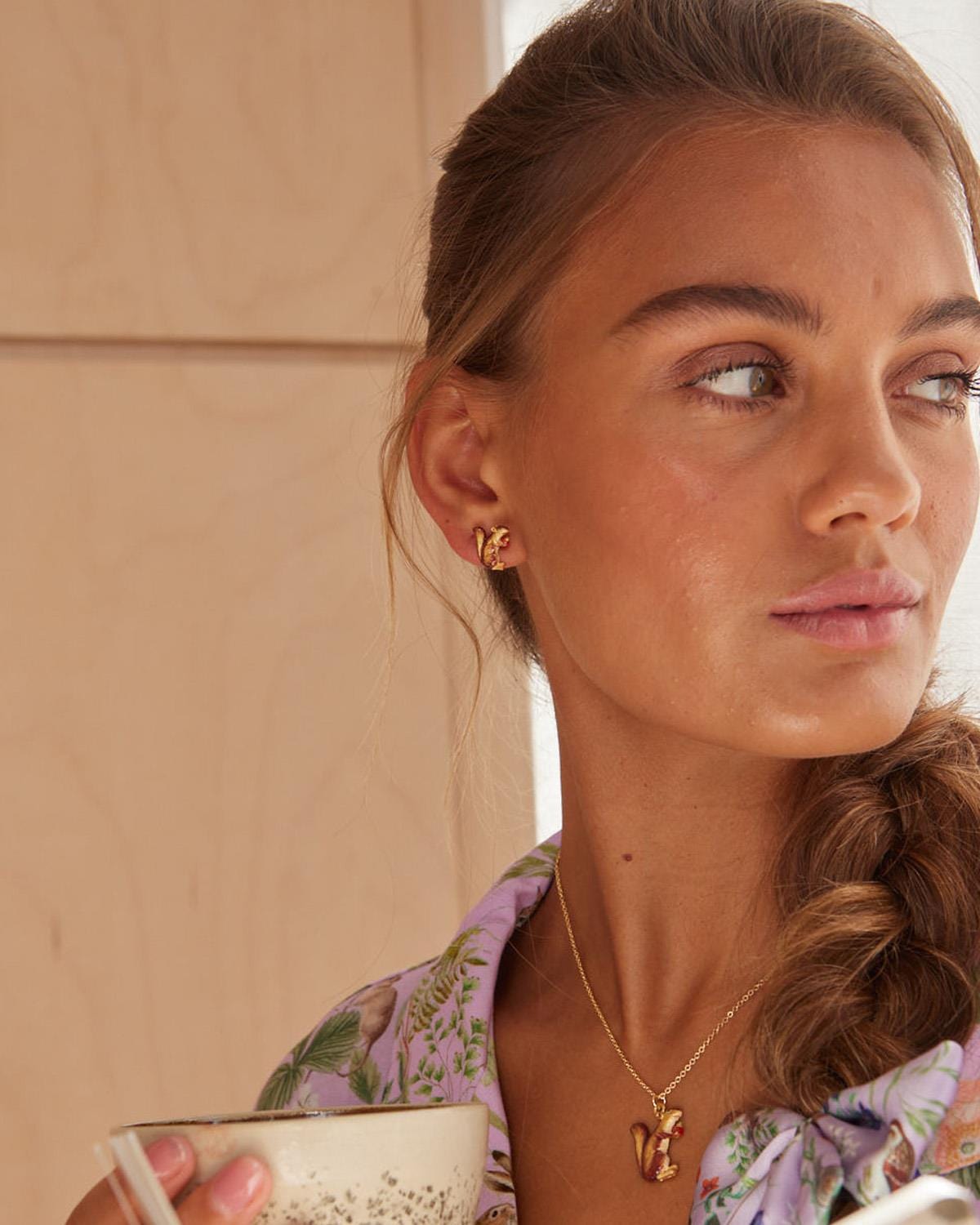 Enamel Cheeky Squirrel Short Necklace by Fable England