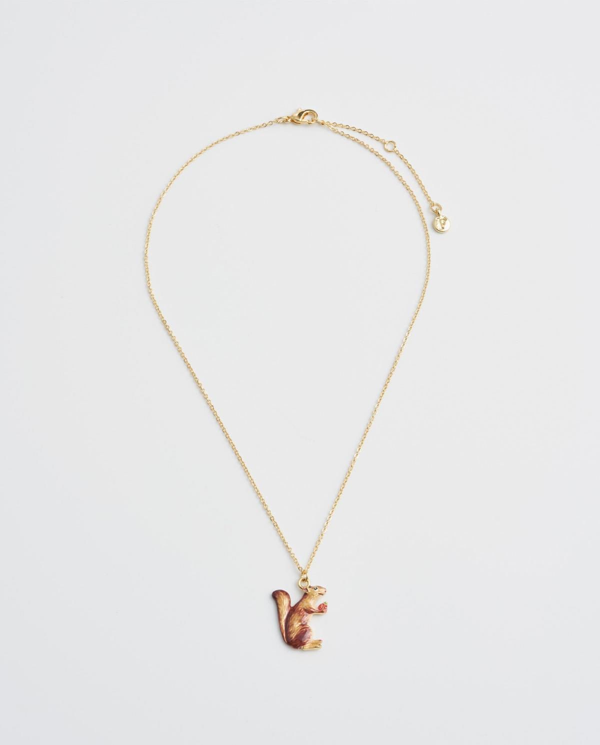 Enamel Cheeky Squirrel Short Necklace by Fable England