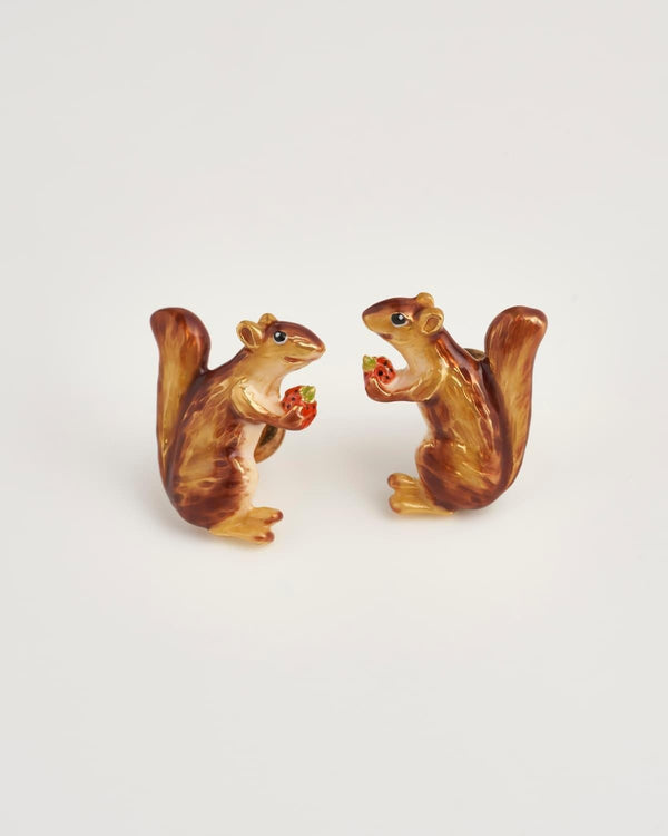 Enamel Cheeky Squirrel Stud Earrings by Fable England
