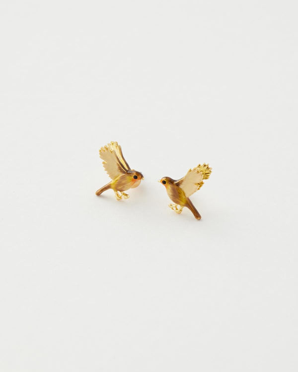 Enamel Flying Robin earrings by Fable England