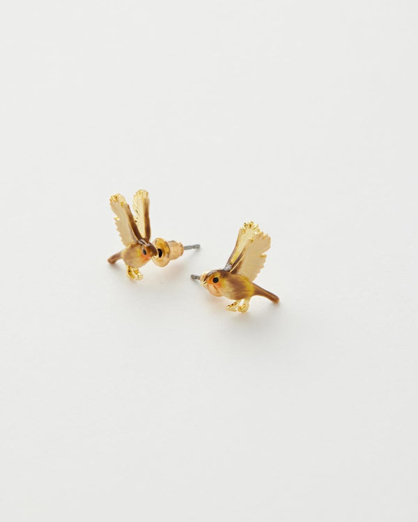 Enamel Flying Robin earrings by Fable England