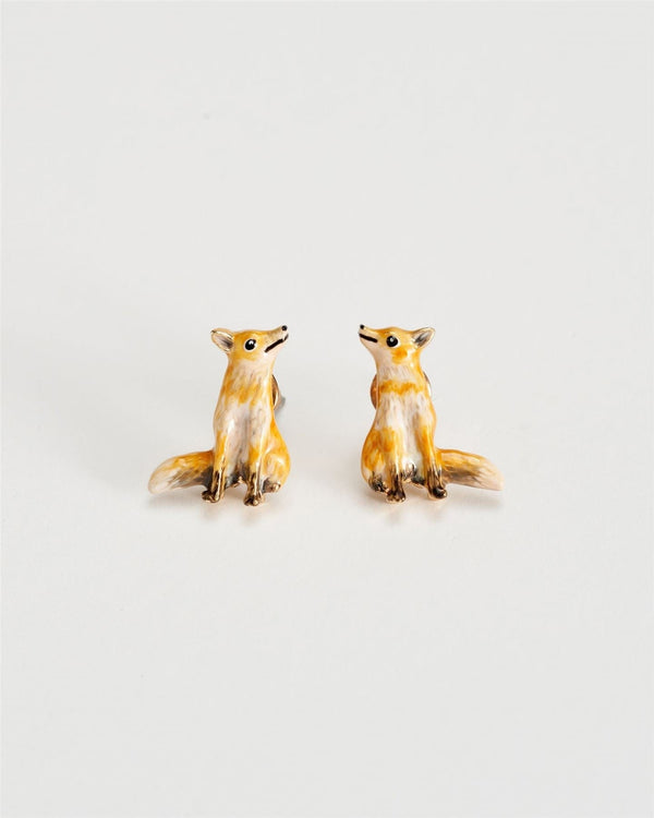 Enamel Fox Earrings by Fable England