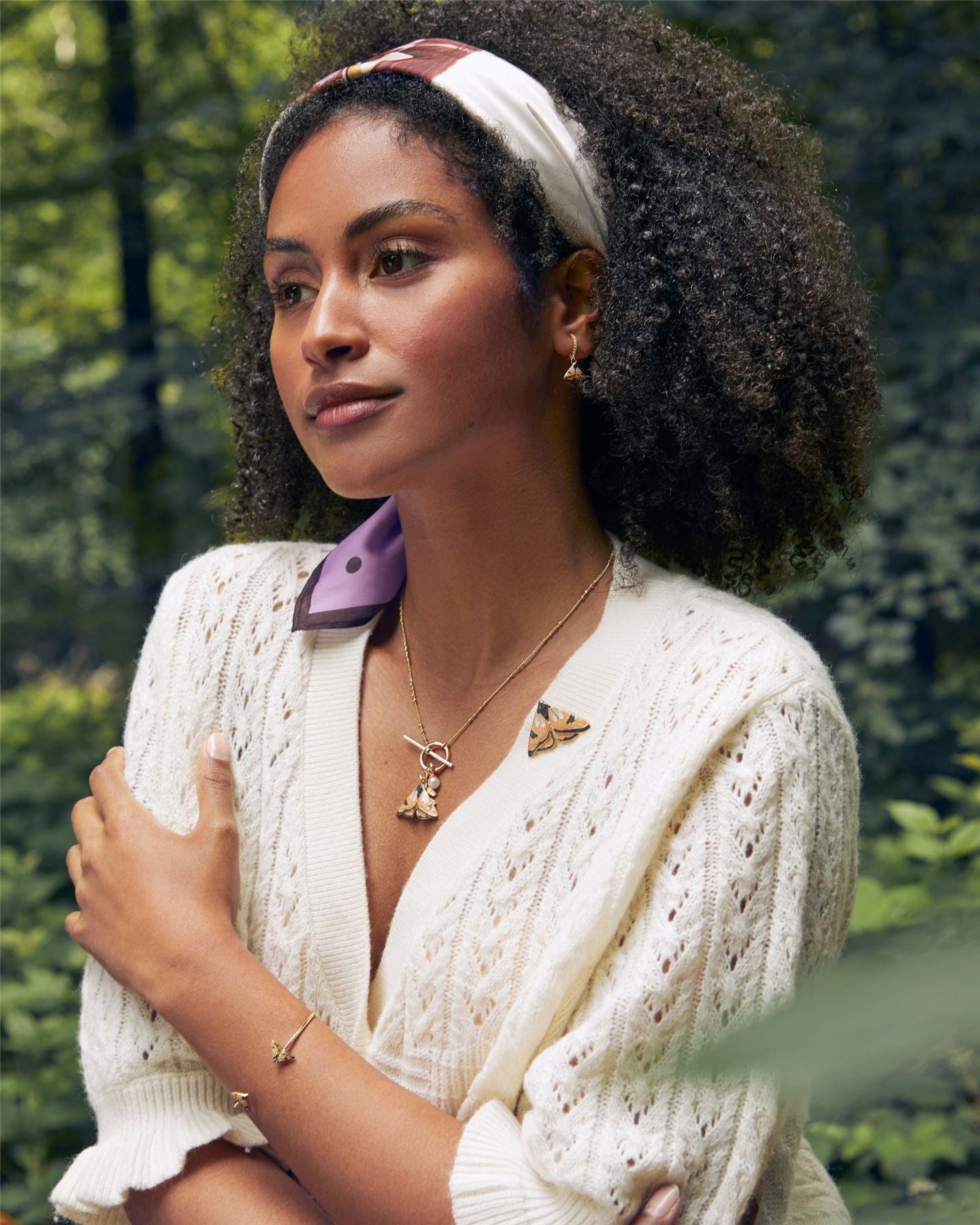 Enamel Moth Huggie Earrings by Fable England